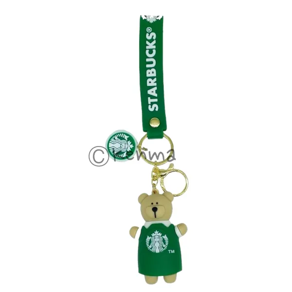 Cute_3D_Star_Green_Bear_Lanyard_Rubber_Keychain_Lanyard_Charm_Keyring