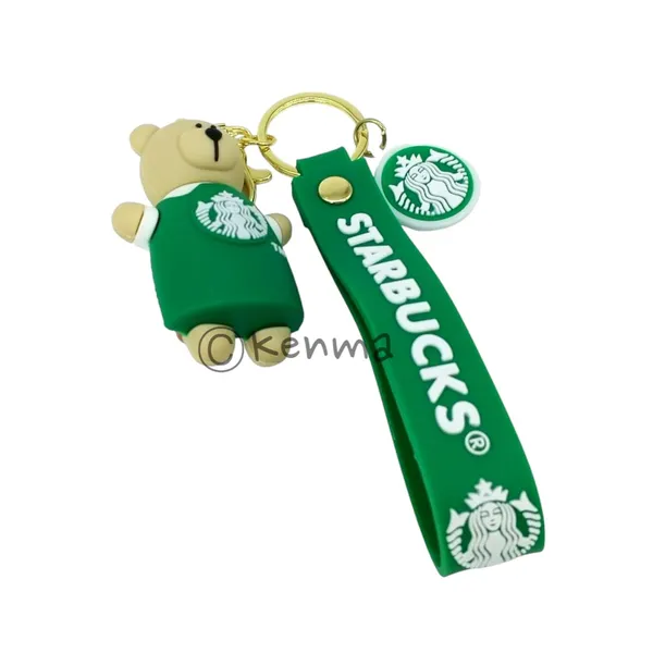 Cute_3D_Star_Green_Bear_Lanyard_Rubber_Keychain_Lanyard_Charm_Keyring