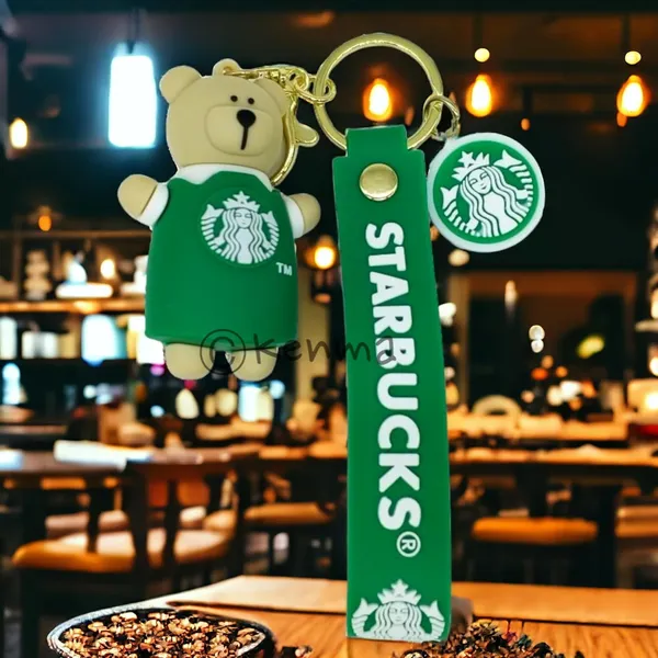 Cute_3D_Star_Green_Bear_Lanyard_Rubber_Keychain_Lanyard_Charm_Keyring