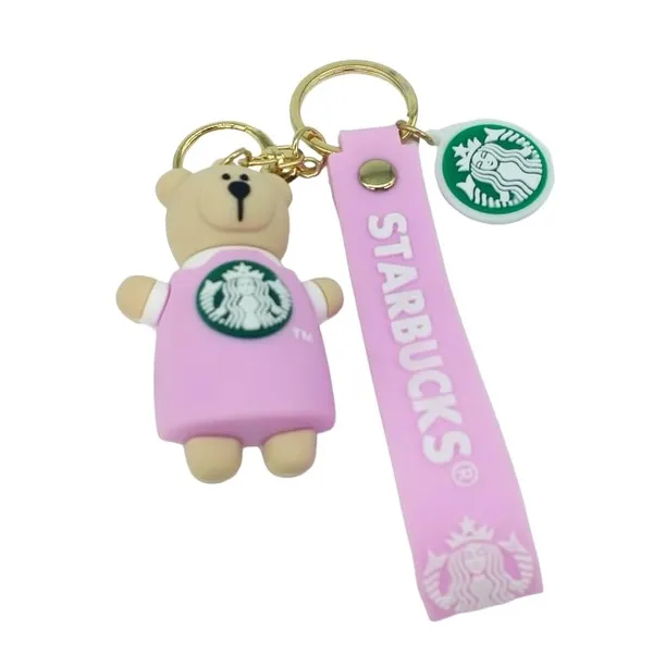 Cute_3D_Star_Pink_Bear_Lanyard_Rubber_Keychain_Lanyard_Charm_Keyring