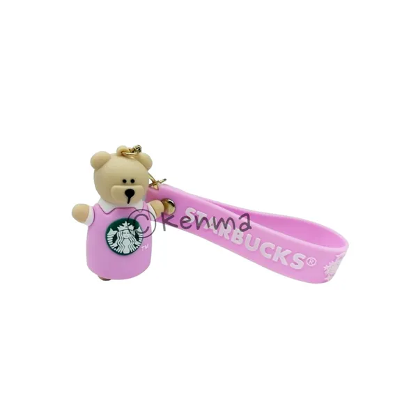 Cute_3D_Star_Pink_Bear_Lanyard_Rubber_Keychain_Lanyard_Charm_Keyring