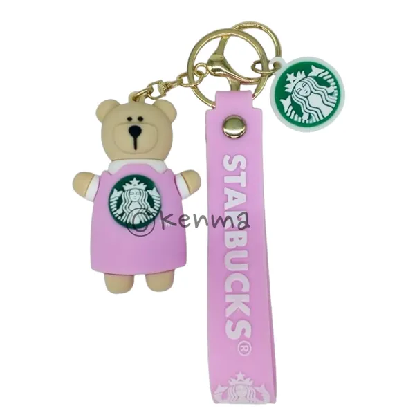 Cute_3D_Star_Pink_Bear_Lanyard_Rubber_Keychain_Lanyard_Charm_Keyring