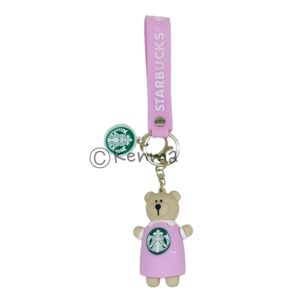Cute_3D_Star_Pink_Bear_Lanyard_Rubber_Keychain_Lanyard_Charm_Keyring
