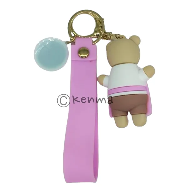 Cute_3D_Star_Pink_Bear_Lanyard_Rubber_Keychain_Lanyard_Charm_Keyring
