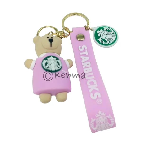 Cute_3D_Star_Pink_Bear_Lanyard_Rubber_Keychain_Lanyard_Charm_Keyring