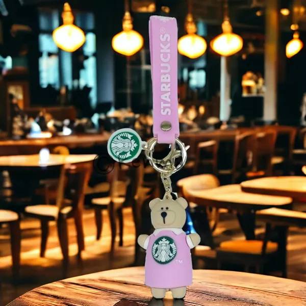Cute_3D_Star_Pink_Bear_Lanyard_Rubber_Keychain_Lanyard_Charm_Keyring