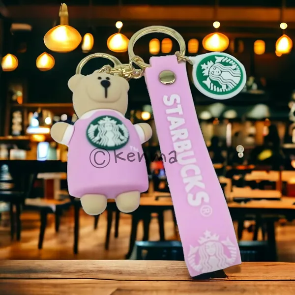 Cute_3D_Star_Pink_Bear_Lanyard_Rubber_Keychain_Lanyard_Charm_Keyring