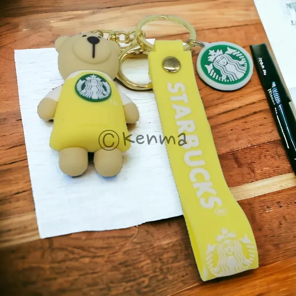 Cute_3D_Star_Yellow_Bear_Lanyard_Rubber_Keychain_Lanyard_Charm