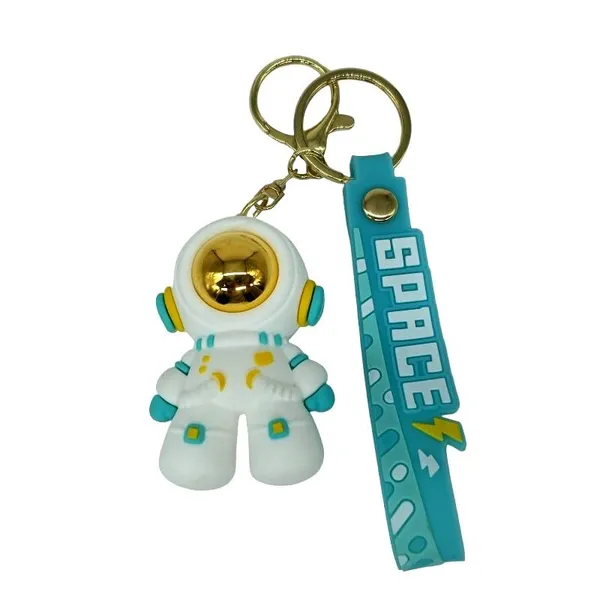 Cute_3D_White_&_Green_Astronaut_Lanyard_Rubber_Keychain_Lanyard_Charm_Keyring