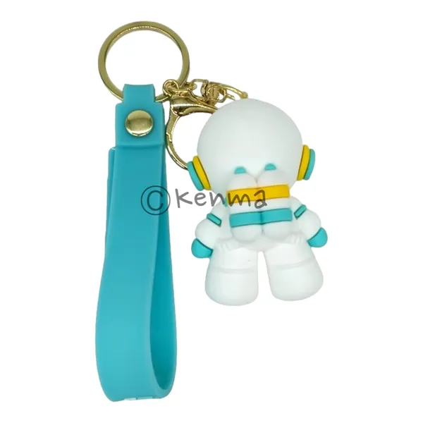 Cute_3D_White_&_Green_Astronaut_Lanyard_Rubber_Keychain_Lanyard_Charm_Keyring