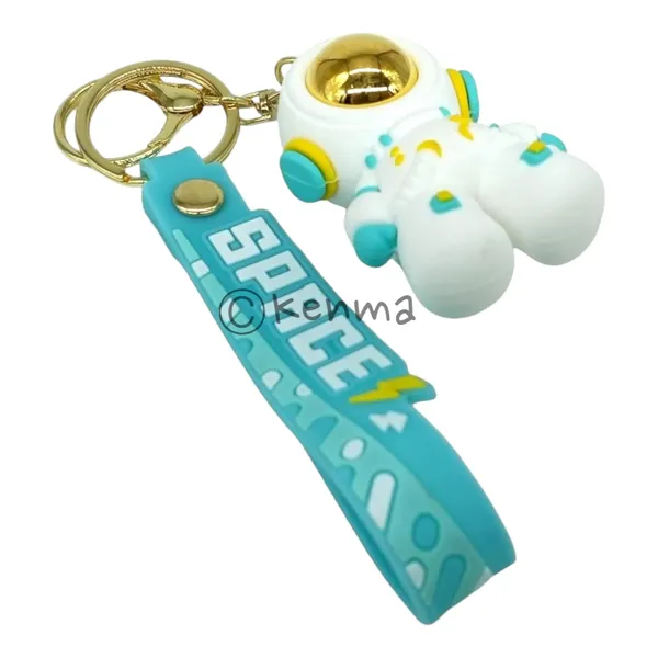 Cute_3D_White_&_Green_Astronaut_Lanyard_Rubber_Keychain_Lanyard_Charm_Keyring