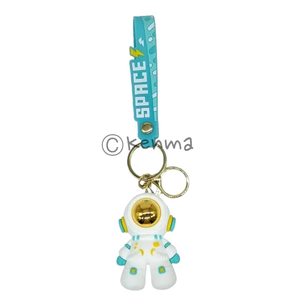 Cute_3D_White_&_Green_Astronaut_Lanyard_Rubber_Keychain_Lanyard_Charm_Keyring