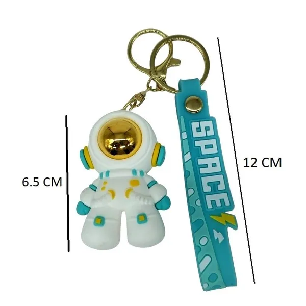 Cute_3D_White_&_Green_Astronaut_Lanyard_Rubber_Keychain_Lanyard_Charm_Keyring
