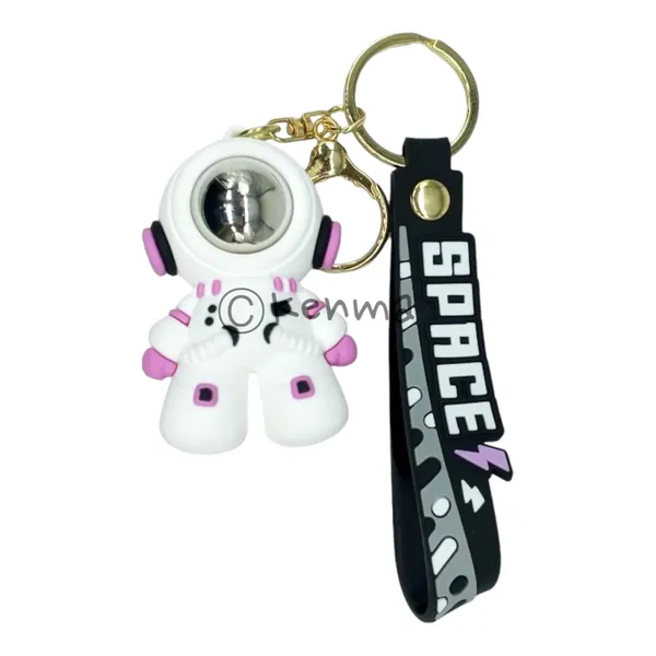 Cute_3D_White_Black_Astronaut_Lanyard_Rubber_Keychain_Lanyard_Charm_Keyring