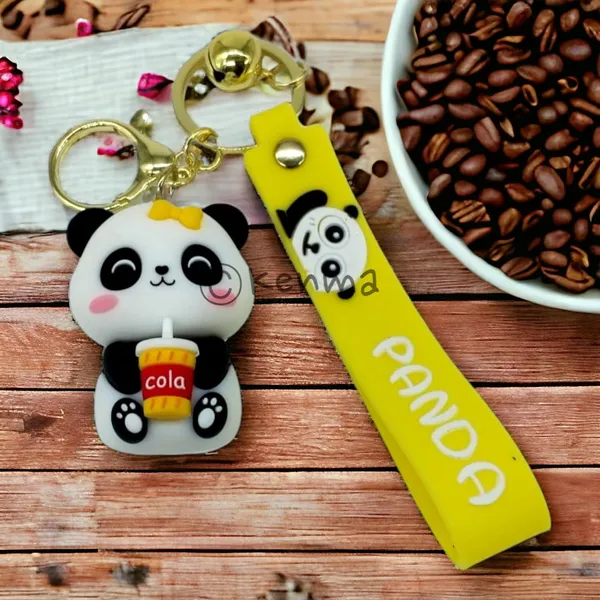 Cute_3D_Yellow_Sitting_Drink_Juice_Lanyard_Rubber_Keychain_Lanyard_Charm_Keyring