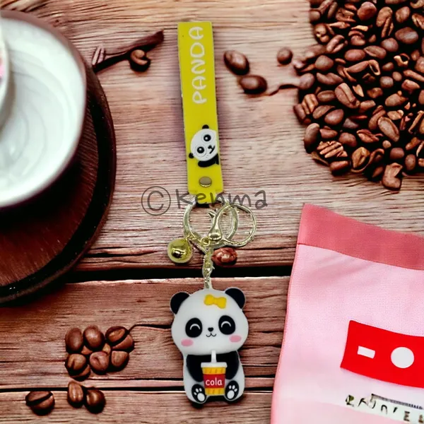 Cute_3D_Yellow_Sitting_Drink_Juice_Lanyard_Rubber_Keychain_Lanyard_Charm_Keyring