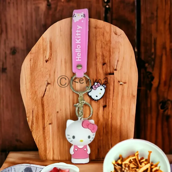 Cute_Hello_Kitty_3D_Pink_With_Bow_Standing_Model_3_Lanyard_Rubber_Keychain_Lanyard_Charm_Keyring