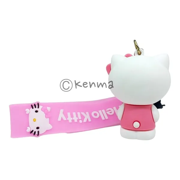 Cute_Hello_Kitty_3D_Pink_With_Bow_Standing_Model_3_Lanyard_Rubber_Keychain_Lanyard_Charm_Keyring