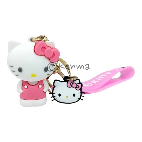 Cute_Hello_Kitty_3D_Pink_With_Bow_Standing_Model_3_Lanyard_Rubber_Keychain_Lanyard_Charm_Keyring