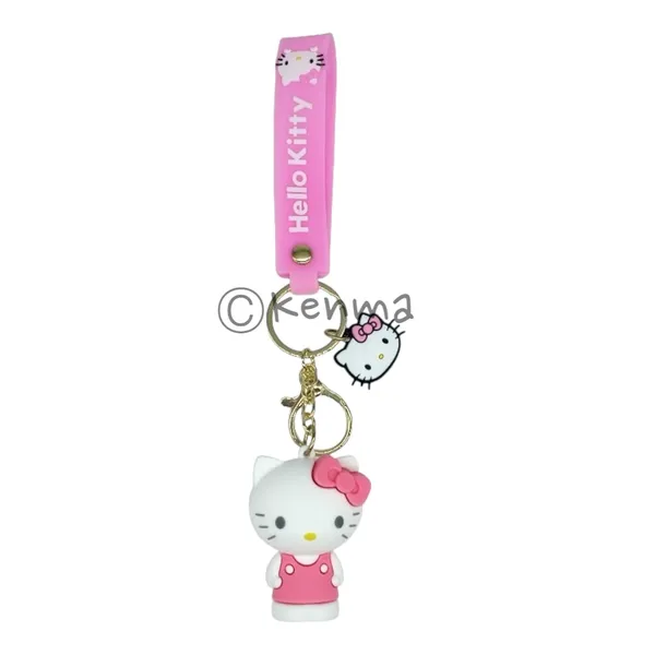 Cute_Hello_Kitty_3D_Pink_With_Bow_Standing_Model_3_Lanyard_Rubber_Keychain_Lanyard_Charm_Keyring
