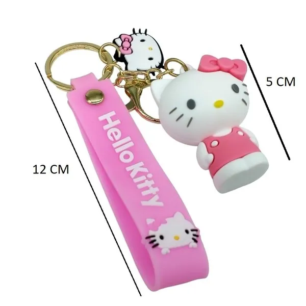 Cute_Hello_Kitty_3D_Pink_With_Bow_Standing_Model_3_Lanyard_Rubber_Keychain_Lanyard_Charm_Keyring