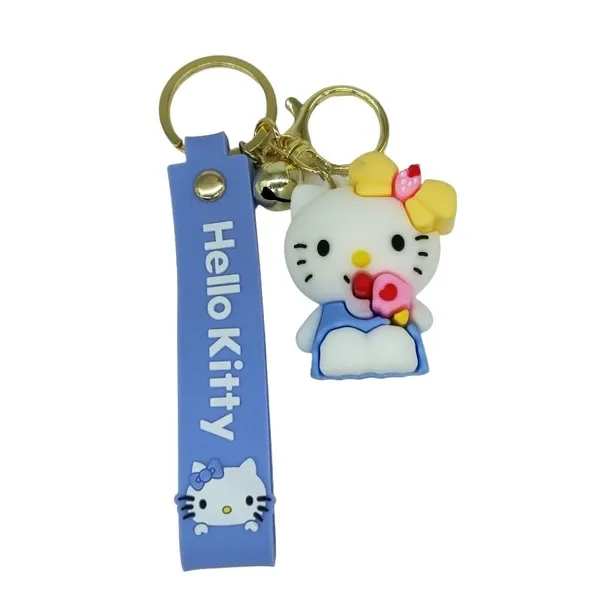 Cute_Hello_Kitty_3D_Sitting_Blue_Lanyard_Rubber_Keychain_Lanyard_Charm_Keyring