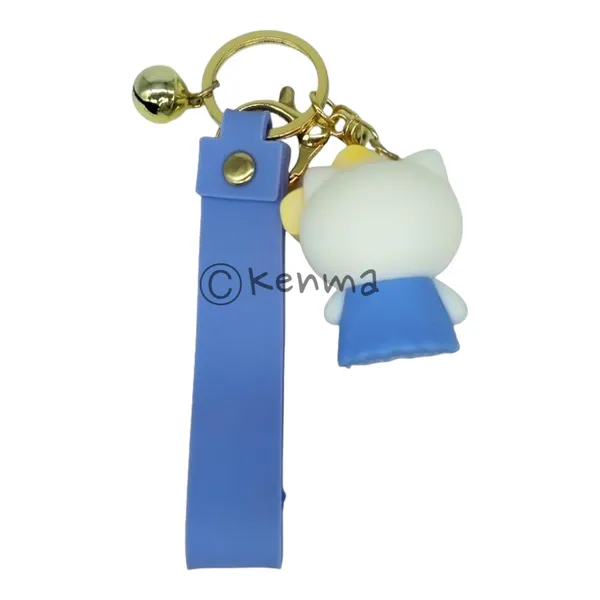 Cute_Hello_Kitty_3D_Sitting_Blue_Lanyard_Rubber_Keychain_Lanyard_Charm_Keyring