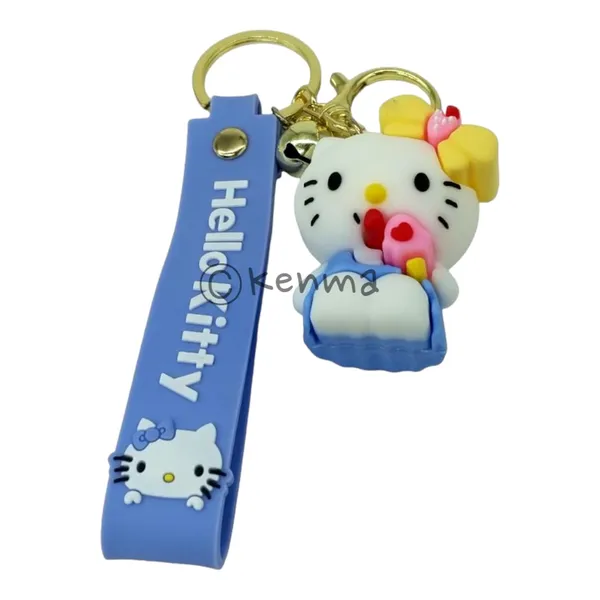 Cute_Hello_Kitty_3D_Sitting_Blue_Lanyard_Rubber_Keychain_Lanyard_Charm_Keyring