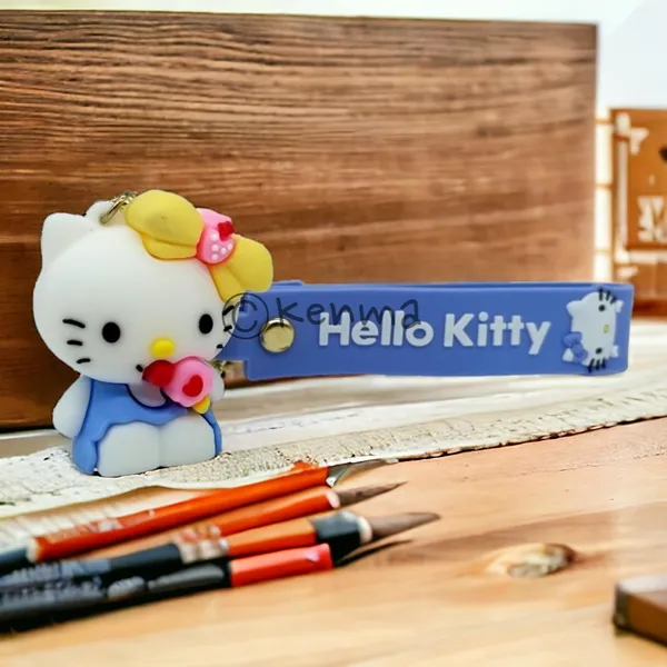 Cute_Hello_Kitty_3D_Sitting_Blue_Lanyard_Rubber_Keychain_Lanyard_Charm_Keyring