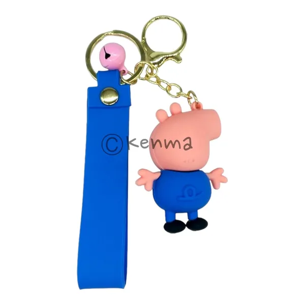 Cute_Pig_Blue_3D_Standing_Keychain_Lanyard_Charm_Keyring