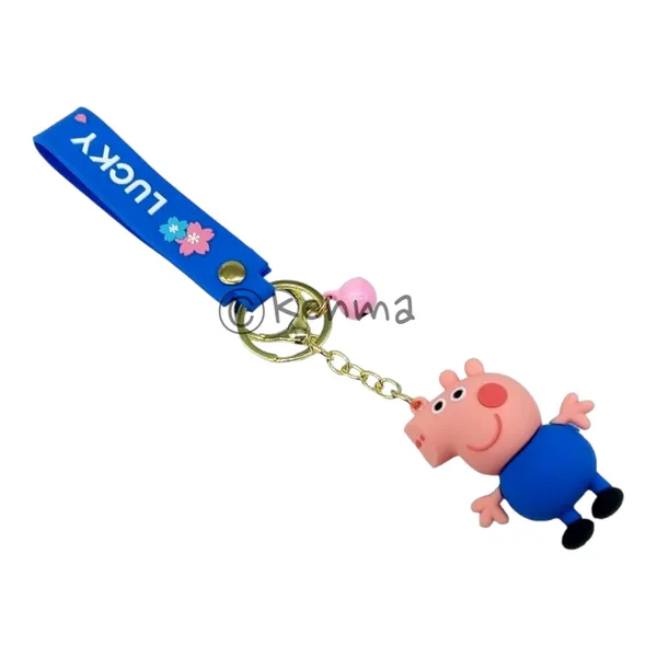 Cute_Pig_Blue_3D_Standing_Keychain_Lanyard_Charm_Keyring