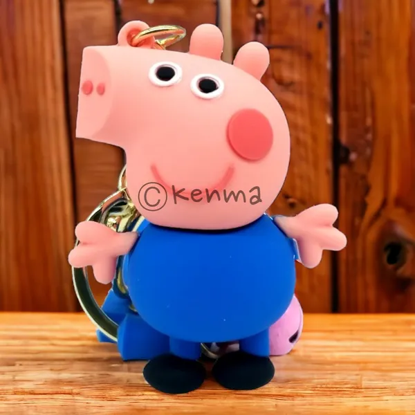 Cute_Pig_Blue_3D_Standing_Keychain_Lanyard_Charm_Keyring