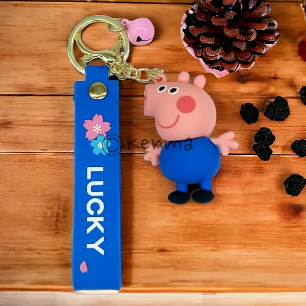 Cute_Pig_Blue_3D_Standing_Keychain_Lanyard_Charm_Keyring