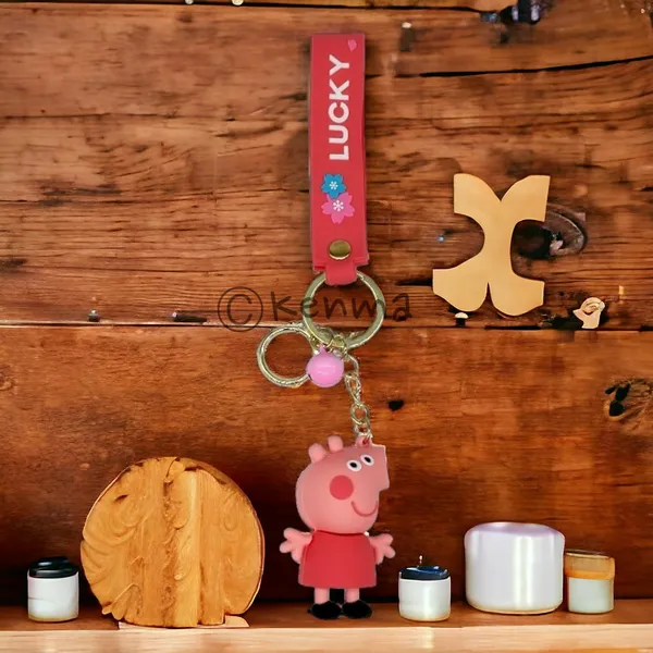 Cute_Pig_Red_3D_Standing_Keychain_Lanyard_Charm_Keyring