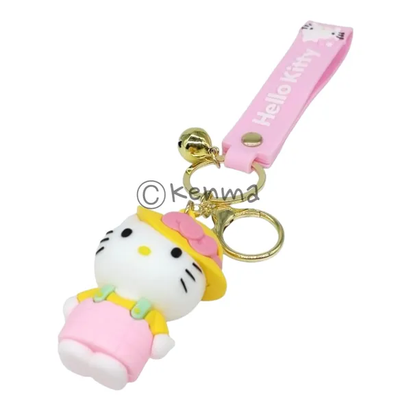 Cute_Pink_Hello_Kitty_With_Yellow_Bow_Hat_Lanyard_Rubber_Keychain_Lanyard_Charm