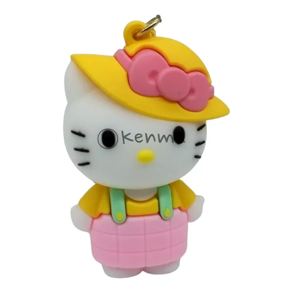 Cute_Pink_Hello_Kitty_With_Yellow_Bow_Hat_Lanyard_Rubber_Keychain_Lanyard_Charm