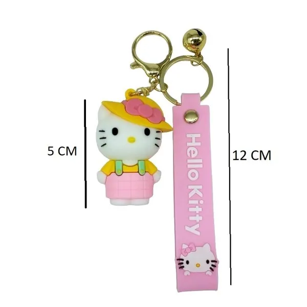 Cute_Pink_Hello_Kitty_With_Yellow_Bow_Hat_Lanyard_Rubber_Keychain_Lanyard_Charm
