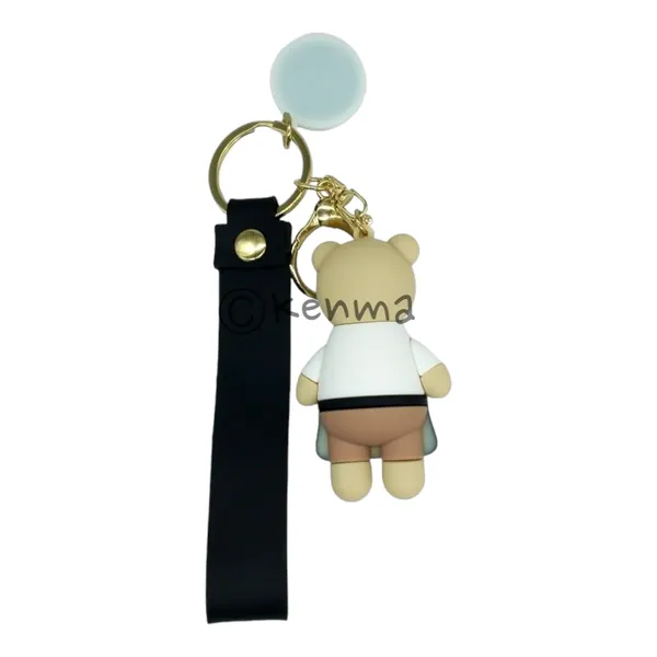 Cute_Star_3D_Black_Bear_Lanyard_Rubber_Keychain_Lanyard_Charm_Keyring