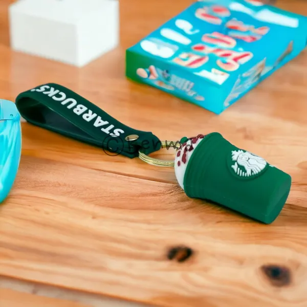 Cute_Star_3D_Green_Cup_Lanyard_Rubber_Keychain_Lanyard_Charm_Keyring