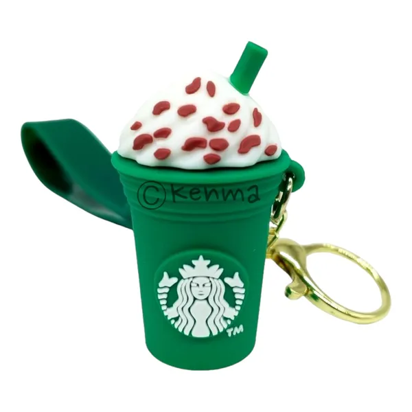 Cute_Star_3D_Green_Cup_Lanyard_Rubber_Keychain_Lanyard_Charm_Keyring