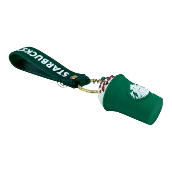 Cute_Star_3D_Green_Cup_Lanyard_Rubber_Keychain_Lanyard_Charm_Keyring