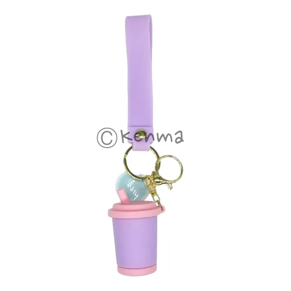 Cute_Star_3D_Purpule_Cup_With_Pink_Straw_Lanyard_Rubber_Keychain_Lanyard_Charm