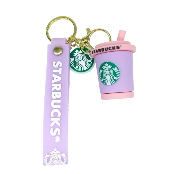 Cute_Star_3D_Purpule_Cup_With_Pink_Straw_Lanyard_Rubber_Keychain_Lanyard_Charm