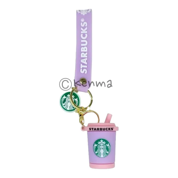 Cute_Star_3D_Purpule_Cup_With_Pink_Straw_Lanyard_Rubber_Keychain_Lanyard_Charm