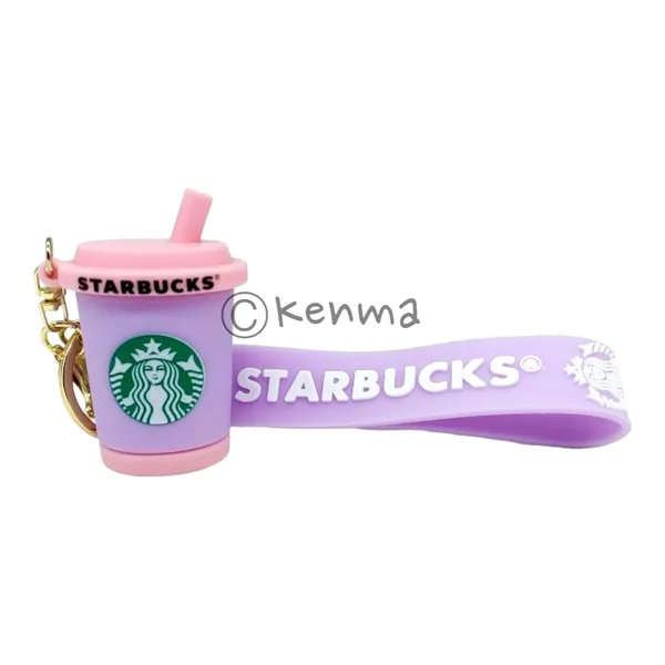 Cute_Star_3D_Purpule_Cup_With_Pink_Straw_Lanyard_Rubber_Keychain_Lanyard_Charm