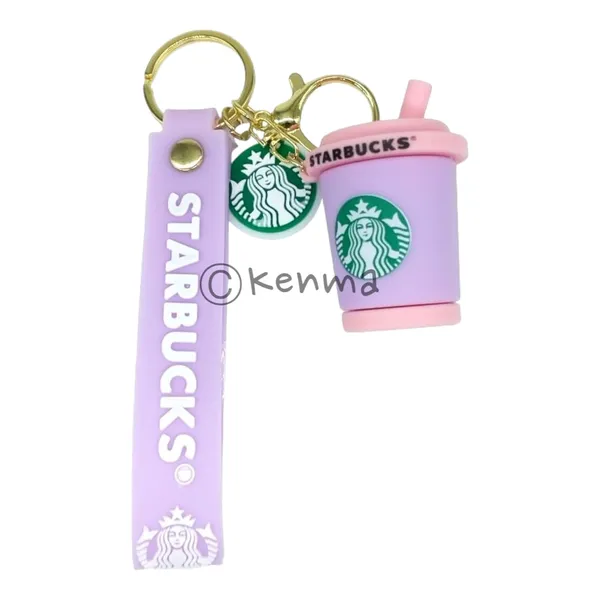 Cute_Star_3D_Purpule_Cup_With_Pink_Straw_Lanyard_Rubber_Keychain_Lanyard_Charm