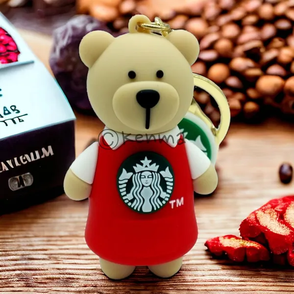 Cute_Star_3D_Red_Standing_Smiling_Bear_With_Lanyard_Rubber_Keychain_Lanyard_Charm_Keyring