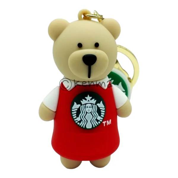 Cute_Star_3D_Red_Standing_Smiling_Bear_With_Lanyard_Rubber_Keychain_Lanyard_Charm_Keyring