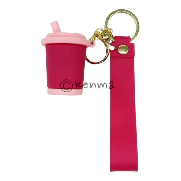Cute_Star_3D_Red_With_Pink_Straw_Cup_Lanyard_Rubber_Keychain_Lanyard_Charm_Keyring