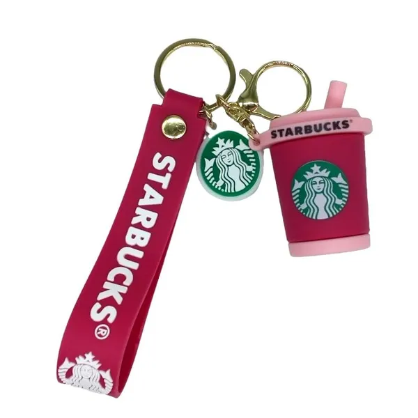 Cute_Star_3D_Red_With_Pink_Straw_Cup_Lanyard_Rubber_Keychain_Lanyard_Charm_Keyring